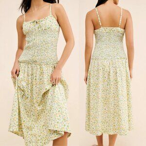 Free People Women's Lavender Daze Smocked Milkmaid Midi Dress